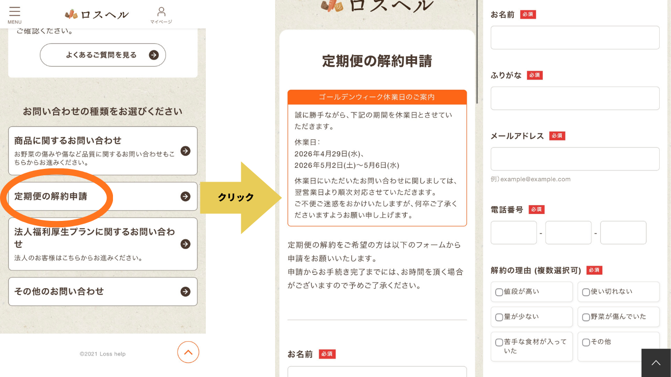 ロスヘル　解約方法