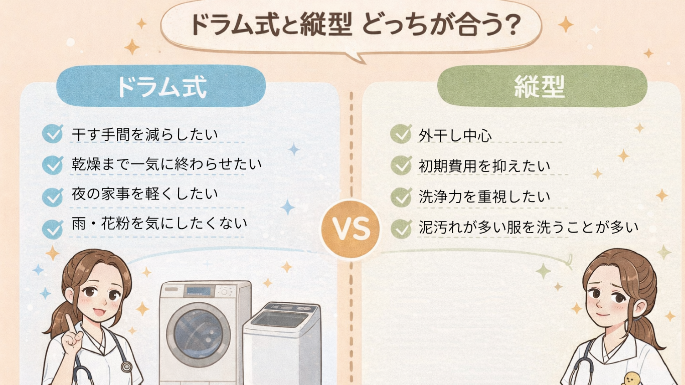 ドラム式　縦型　比較