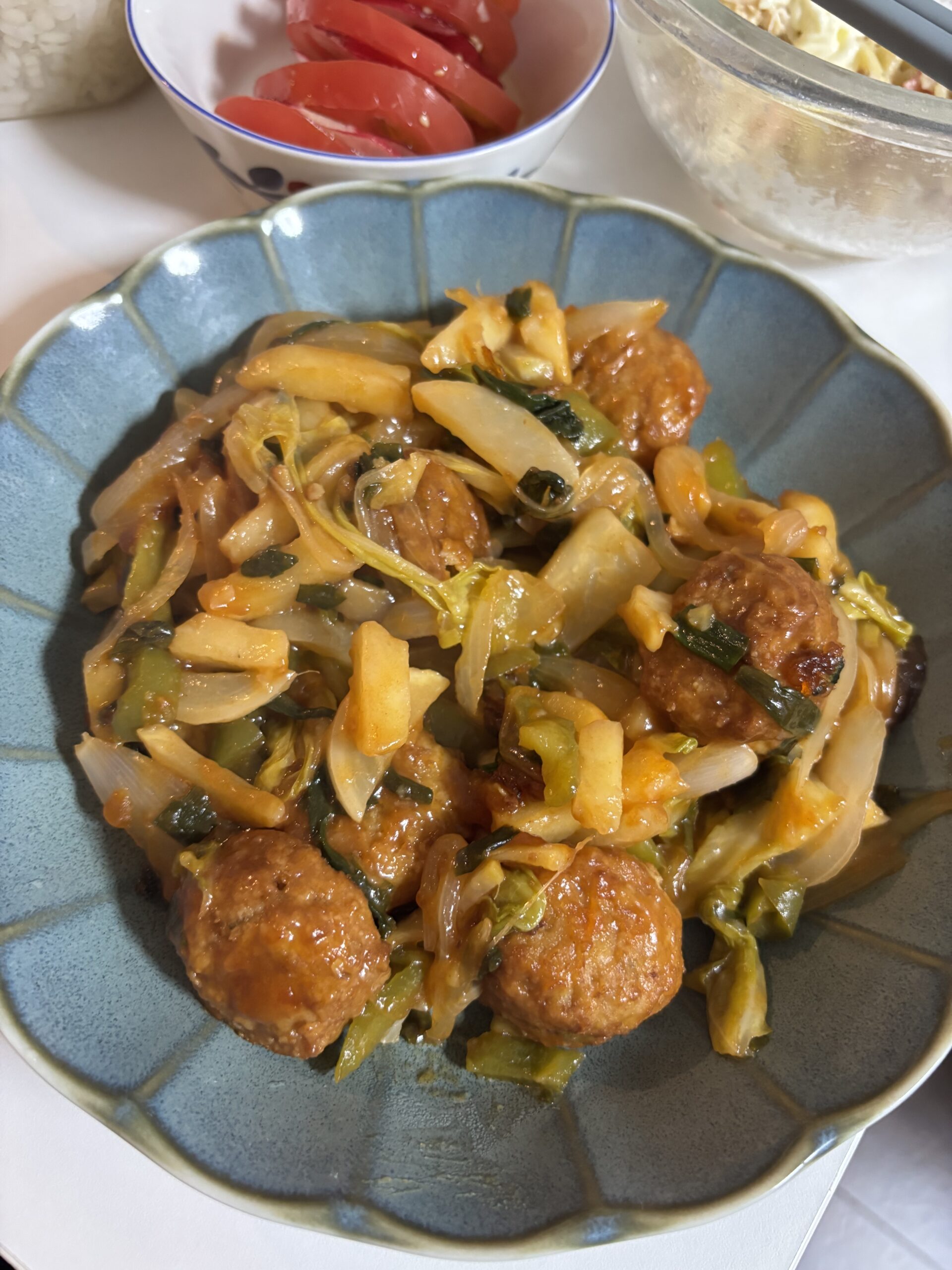 らでぃっしゅぼーや　野菜たすだけ　豆腐団子の甘酢あん炒め